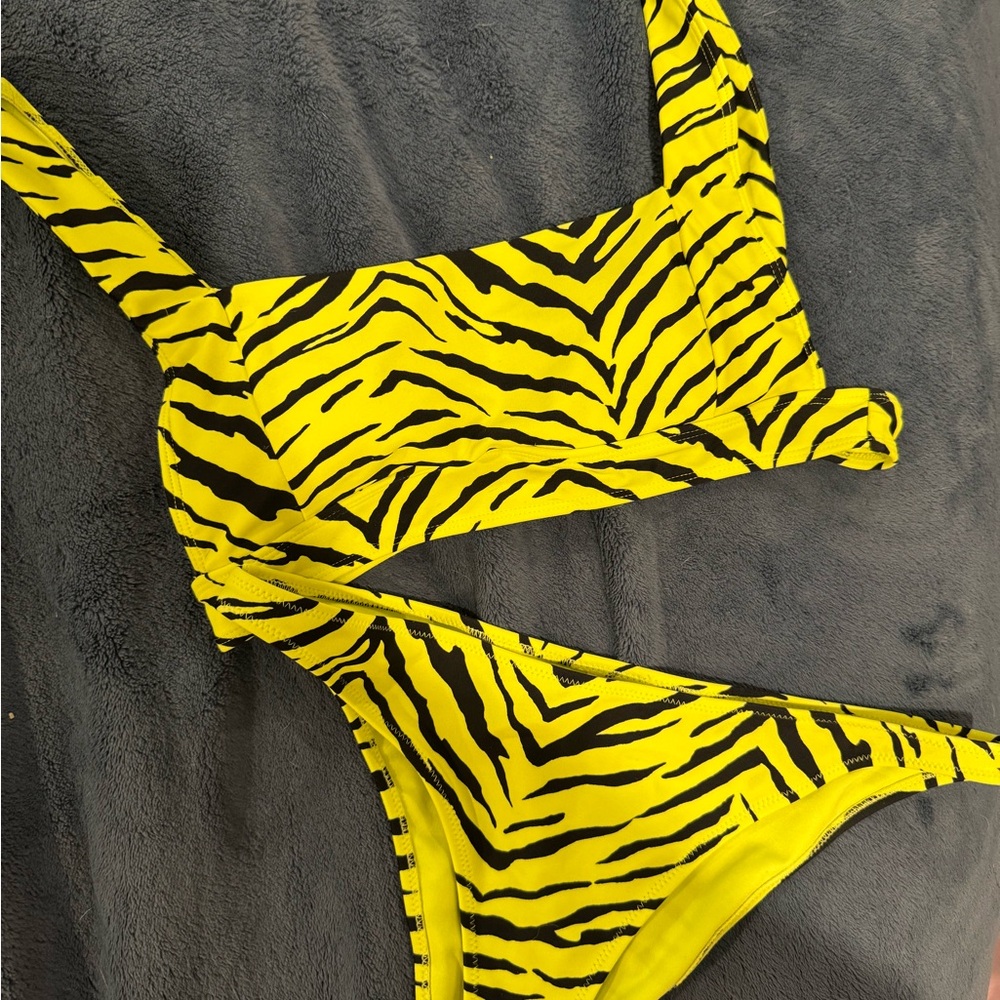 Forever 21 Yellow and Black Zebra-Print Bikini